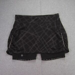 Athleta Womens Skort M Black Geometric Running Skirt Shorts Lined Pockets‎